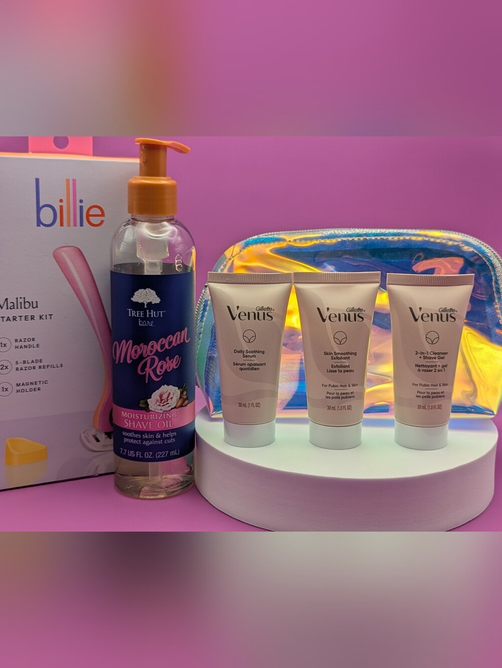 Billie Razor Kit Tree Hut Shave Oil & Venus 4pc Cream & Serum Set Gently Used GC